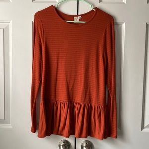 ❗25% off 2❗ Insanely soft orange peplum long sleeve top